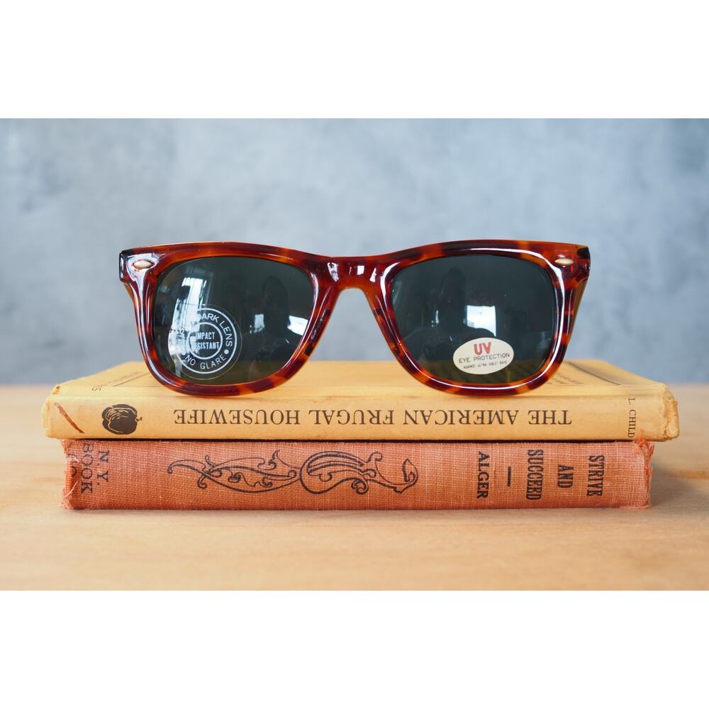 Vintage 1990s Y2K Sunglasses NOS Square Beatnik Style Multicolor Preppy Ivy